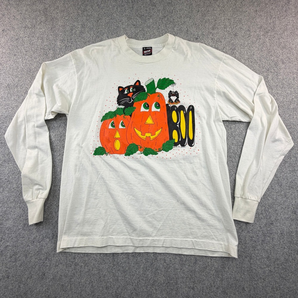Vintage 1991 Halloween Long Sleeve Shirt XL Vicki Melhart Fruit of the Loom USA
